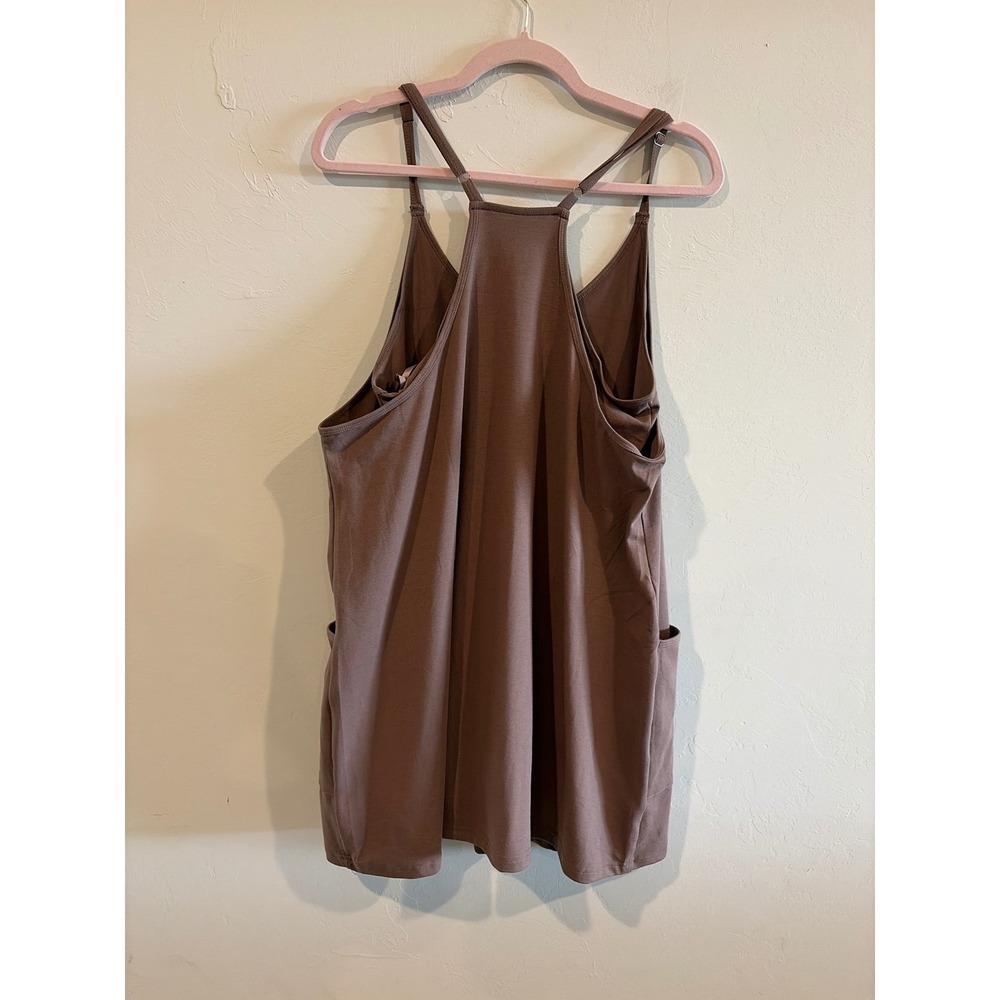 Anrabess Women Mauve Brown Sleeveless Romper Dress With Pockets Size L NWT - Picture 4 of 7